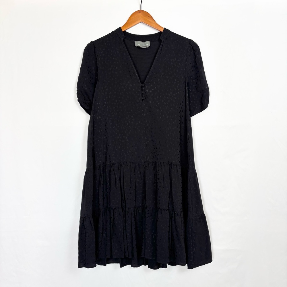 Anthropologie Stacey‎ Shimmer Tunic Dress Black Size XS Mini Short Sleeve